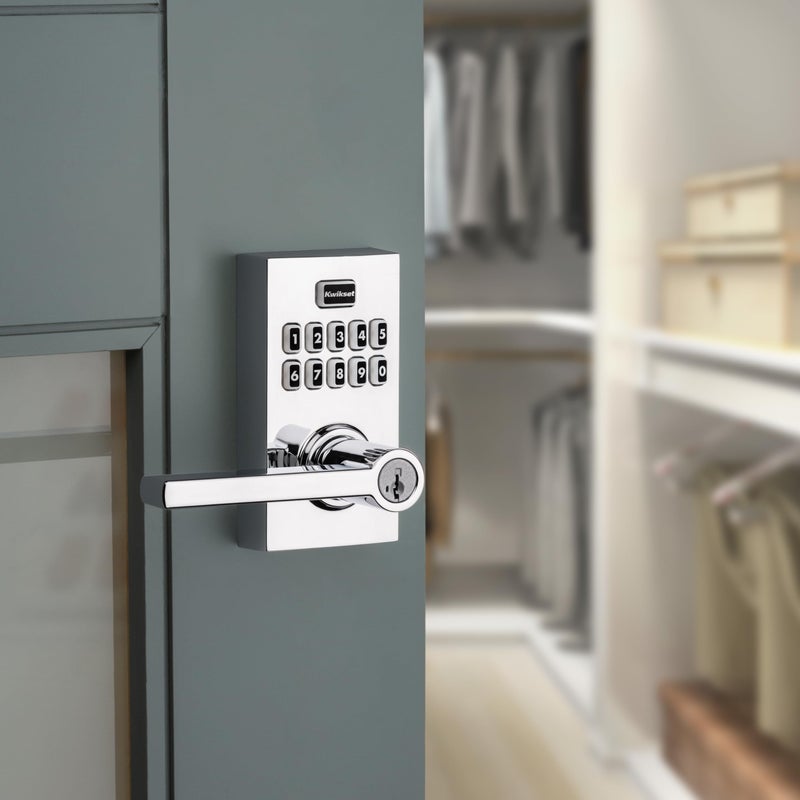 Kwikset SmartCode 917 Keypad Keyless Entry Contemporary Residential Electronic Lever Lock Deadbolt Alternative with Halifax Door Lever and SmartKey Security, Polished Chrome - Image 5